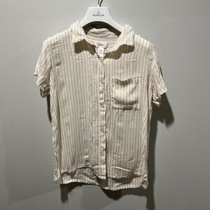 Japna Striped Button Front Blouse – Women’s Medium – 100% Rayon